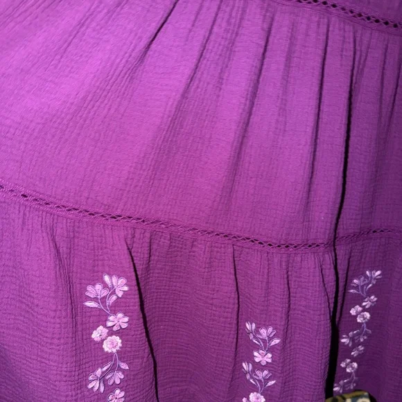 Johnny Was, Calme like new, cotton Purple Gauze Tiered Dress, size xl ๐๐ - Picture 13 of 14